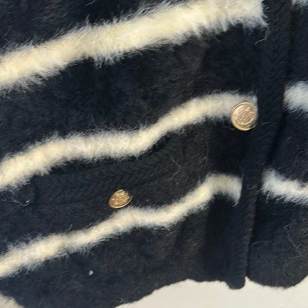 J. Crew Black and White Striped Women's Sweater
